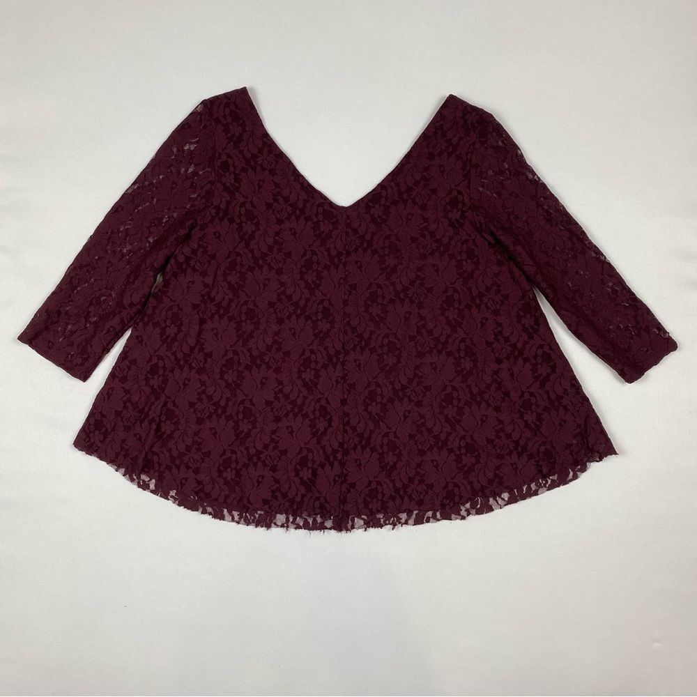 American Eagle Maroon Lace Detail Top